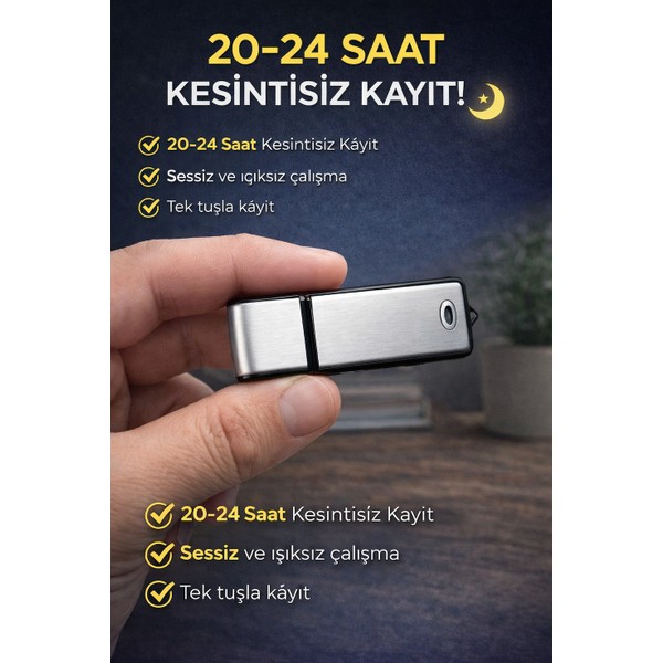 SophosTech Gri Renk Dünyanın En Küçük Ses Kayıt Cihazı1 Kayıt Dinleme1 Cihazı Süresi 16 GB Hafızalı Mini Boy