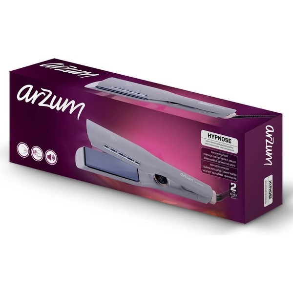 Arzum Hypnose Ionmax Geniş Saç Düzleştirici Lila Turmalin Seramik Malzeme İle 230 Derece Isı Ayarı