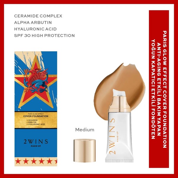 2Wins Paris Glow Effect Cover Krem Fondöten SPF 30 Işıltılı Görünüm Yüksek Kapatıcılık Özelliği
