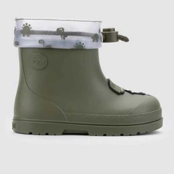 Igor Mendi Dino Haki Yağmur Çizmesi %80 PVC %20 Tekstil Çocuklar İçin Standart Kalıp-W10323-042