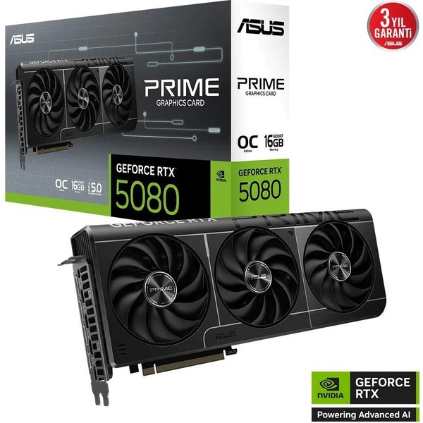 Asus Prime-RTX5080-O16G NVIDIA GeForce RTX 5080 16GB GDDR7 256bit OC HDMI 3x DP DLSS4 Ekran Kartı