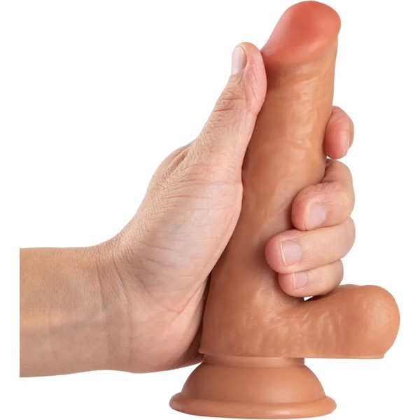 Sensvia Realistik Vantuzlu Dildo 19 5 cm x 4 cm – Et Dokulu Gerçekçi Yapay Dildo Kayganlaştırıcı Hediyeli