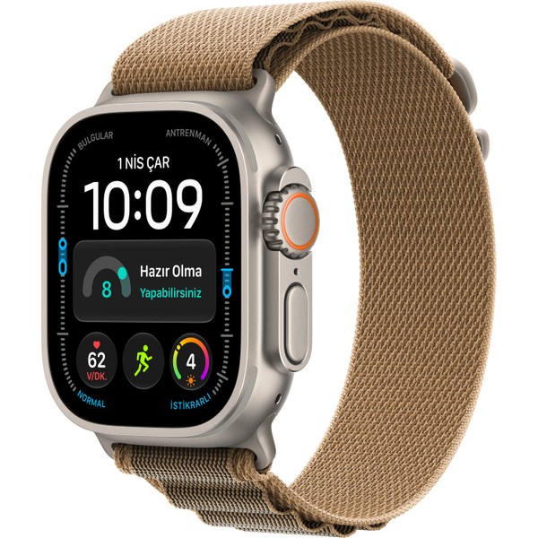 Apple Watch Ultra 4 Gps + Cellular 49 mm Natürel Titanyum Kasa ve Çöl Rengi Alpine Loop - Orta Boy
