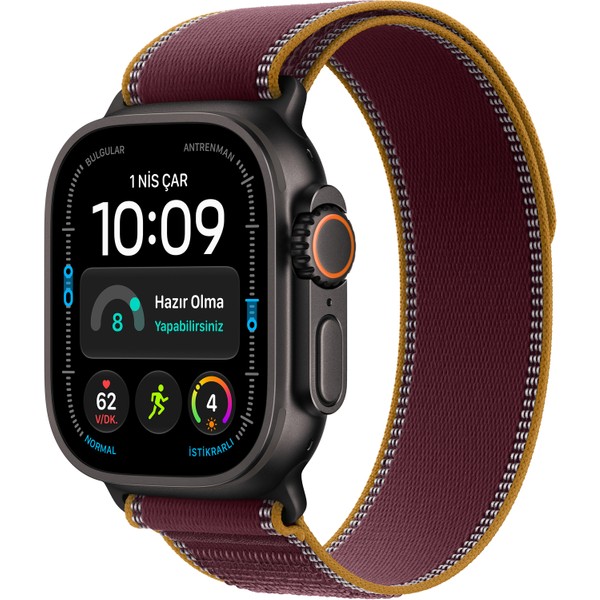 Apple Watch Ultra 4 Gps + Cellular 49 mm Siyah Titanyum Kasa ve Burgonya Trail Loop - S/m