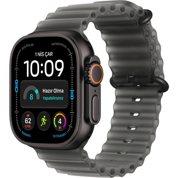 Apple Watch Ultra 4 Gps + Cellular 49 mm Siyah Titanyum Kasa ve Buzlu Siyah Ocean Kordon