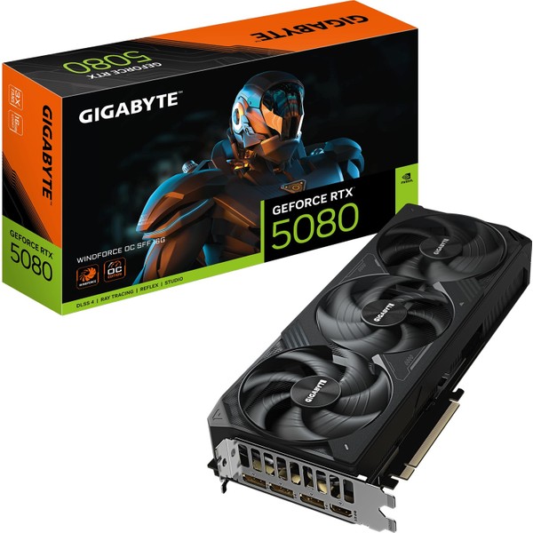 Gigabyte GeForce RTX 5080 Windforce OC Sff 16G Ekran Kartı - 16 GB GDDR7 256 Bit PCI-E 5.0 2670MHZ Çekirdek Frekansı 3 x Dp 2.1A 1 x HDMI 2.1b GV-N5080WF3OC-16GD