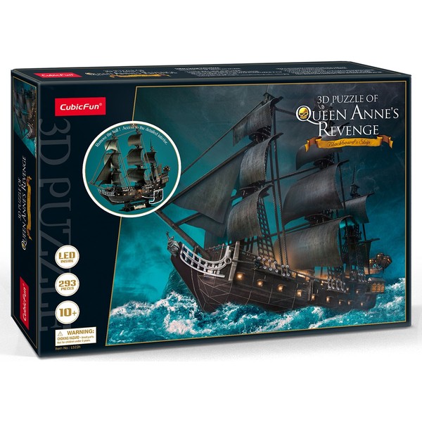 Cubic Fun Cubicfun Queen Anne's Revenge 3D Puzzle 293 Parça LED Işıklı Eğlenceli Tasarım 8 - 18 Yaş