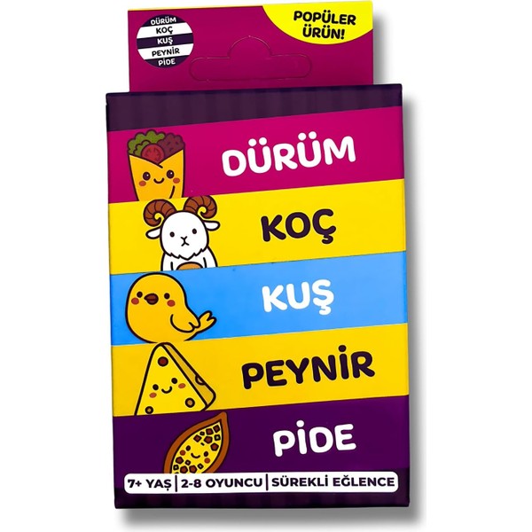 Tr Çabuk Reflex Kutu Oyunu Dürüm Koç Kuş Peynir Pide Kart Oyunu Oyun Parti Eğlence Aile
