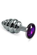 Meyrabest Erox Silver Small Mor Taşlı Boğumlu Anal Alıştırıcı Metal Plug