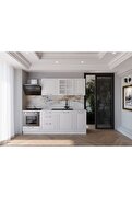 Visasconcept 220 Cm Mdf Gövde Mebran Kapak Üç Çekmeceli Gale Hazır Mutfak - Beyaz(Tezgah Dahil)