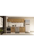Visasconcept 260 Cm Yaşam Hazır Mutfak Dolabı Aspiratör Modüllü Atlantik Çam(Tezgah Dahil)