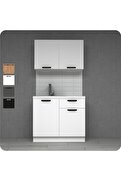 Visasconcept 120 Cm Tek Çekmeceli Kar Beyaz Mutfak Dolabı Mini Hazır Mutfak (Tezgah Dahil)