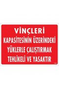 Ethab Ticaret Vinçleri Kapasitesinin Üzerindeki Yüklerle Çalıştırarak Tehlikeli Ve Ya Uyarı Levhası 25X35 Kod1334