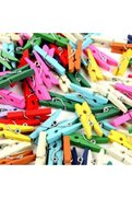 Evimdeyokyok 50 Li Renkli Ahşap Mandal 3.5Cm (10 Lu Paket-500 Adet)