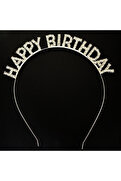 Evimdeyokyok Gümüş Kristal Taşlı Happy Birthday Doğum Günü Tacı İthal Ürün 17X16 Cm