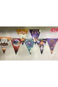 Evimdeyokyok Lüks Baskılı Üçgen Model Halloween Banner Süs Bayrak 8 Li