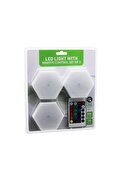 Go İthalat 3Pcs - Altıgen - Rgb Kumandalı - Pilli - Dokunmatik Lamba Seti 6 Led (4457)