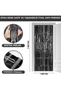 Go İthalat Siyah Renk Ekstra Metalize Parlak Saçaklı Arka Fon Perde Ithal A Kalite 1X2 Metre (4533)