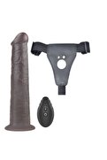 Meyrabest Belden Bağlamalı 25Cm Çift Katmanlı Silikon Uzaktan Kumandalı Hareketli Strapon Dildo