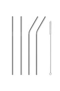 Ethab Ticaret 5 Parça Metal Pipet - Paslanmaz Çevre Dostu Metal Pipet Fırça Seti