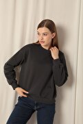 Znd Fashion Üç İplik Kumaş Basic Kadın Antrasit Sweat