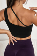 Modi Kadın Siyah Tek Omuzlu Çapraz Askılı Crop Top Büstiyer