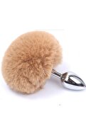Meyrabest World Bunny Tail Peluşlu Metal Anal Plug-Coffie