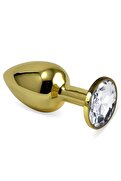 Meyrabest Gold Medium Beyaz Kristal Taşlı Metal Plug