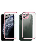 Ethab Giyim İphone 11 Pro Max Metal Çerçeve Ön Arka 3D Full Tempered Cam Koruyucu-(5775) - Glst6937-7431