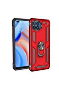 CepteToptan Oppo Reno 4 Lite Kılıf Sofya Yüzüklü Silikon Kapak - Kırmızı - DROPX7328-4827