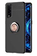 CepteToptan Oppo Find X2 Kılıf Range Yüzüklü Silikon - Siyah-Gold - DROPX4494-6680