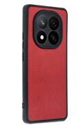 CepteToptan Xiaomi Redmi Note 14 Pro 5G Kılıf Aras Deri Kapak - Kırmızı - DROPX1403-1757