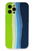 CepteToptan iPhone 12 Pro Max Kılıf Ebruli Lansman Silikon - Yeşil-Koyu Yeşil - DROPX3174-3633