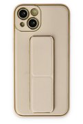 CepteToptan iPhone 14 Plus Kılıf Coco Deri Standlı Kapak - Gold - DROPX5559-3344