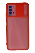 CepteToptan Xiaomi Redmi 9T Kılıf Palm Buzlu Kamera Sürgülü Silikon - Kırmızı - DROPX3663-7332