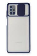 CepteToptan Samsung Galaxy M51 Kılıf Palm Buzlu Kamera Sürgülü Silikon - Lacivert - DROPX4636-8963