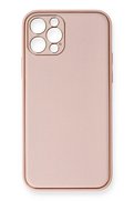 CepteToptan iPhone 12 Pro Kılıf Coco Deri Silikon Kapak - Pembe - DROPX2632-9137