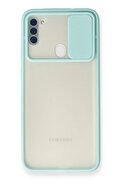 CepteToptan Samsung Galaxy A11 Kılıf Palm Buzlu Kamera Sürgülü Silikon - Turkuaz - DROPX4491-5583