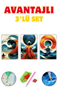 Hondep 5D Elmas Boyama– 3 Lü Set Mandala Ve Spiritüel Figürler | 40X50Cm - Tuvale Gerili Diamond Painting