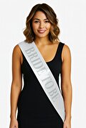 Go İthalat Beyaz Saten Üzerine Kalın Gümüş Yazılı Bride To Be Kuşağı 10 Cm Genişlik (5258)