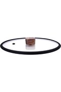 STOREMAX modashine BIEN 24CM DÜZ SİLİKON ÇERÇEVELİ CAM KAPAK SİYAH modascope 1014773
