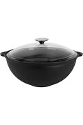 STOREMAX modashine Döküm Yuvarlak Cam Kapaklı Kazan/Tencere. Döküm Demir Yekpare Kulplu Çap(Ø)28 cm. modascop