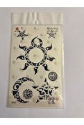 Airbrush Tattoo Ay Güneş Yıldız 18X11 Cm 1 Ay Kalıcı Geçici Dövme Yapıştırma Dövme