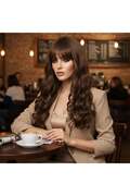 Rhea Dalgalı Perçemli Uzun Fiber Sentetik Peruk / Koyu Kumral