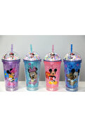 Evimdeyokyok Sevimli Mickey Mouse Işıklı Pipetli Boncuklu Suluk & Bardak 400 Ml Alk3147