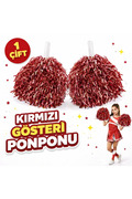 Evimdeyokyok 1 Çift ( 2 Adet ) Kırmızı Renk 23 Nisan 19 Mayıs 29 Ekim Okul Gösteri Ponponları