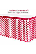 Eco Lounge Kalpli Metalize Masa Eteği Kırmızı 75X300 Cm