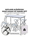 Evimdeyokyok Katlanabilir Alüminyum Kamp Masası Ve 4 Lü Tabure Seti