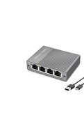Evimdeyokyok Gigabit Ethernet Switch 5 Port Type C Güç Girişli Gri Hdx1414
