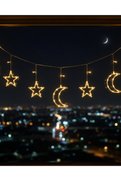 Geneloem Büyük Ay Yıldız Led Ramazan Süsü Sıcak Beyaz Dekoratif Işık - Azoono2288-5257
